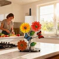 Wrought Iron Sunflower Paper Towel Holder for Kitchen and Living Room Decor