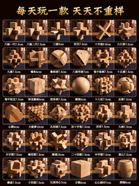 Luban Lock Kongming Lock Wooden Puzzle Set for Kids and Adults, Brain Teaser Educational Toy