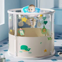 Foldable Baby Bathtub with Thermometer and Play Accessories, Portable Infant Swimming Pool