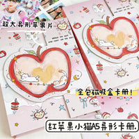 A5 4-Pocket Red Apple Cat Magnetic Album for Photocards & Collectibles