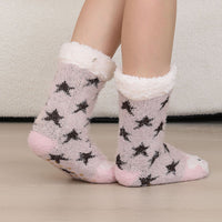 Women's Winter Fleece Lined Non-Slip Floor Socks with Lambswool Terry Sole