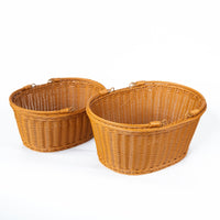 Woven Imitation Rattan Storage Basket with Handles for Picnic, Shopping, or Laundry