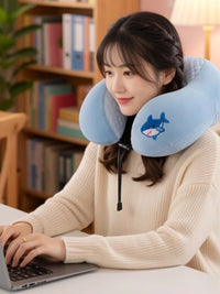 Summer Cooling U-Shaped Memory Foam Travel Pillow with Cartoon Design