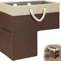 Creative Stair Basket with Cotton Rope Handle, Portable Two-Tone Storage Basket with Fabric Liner