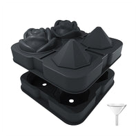 Creative 4-Cavity Rose Flower Ice Cube Tray Silicone Mold for Whiskey Cocktails