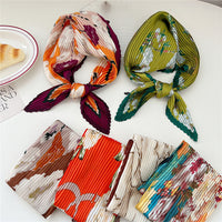 70cm Pleated Square Scarf for Women - Fashionable Necktie, Headband, or Decorative Accessory