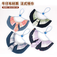Pet Bandana Collar with Bow Tie - Preppy Plaid Design for Cats & Dogs