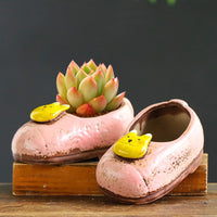 Ceramic Shoe-Shaped Succulent Planter Pot, Small Creative Thumb Pot for Mini Plants
