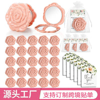 Rose Compact Mirror Double-Sided Magnifying Portable Folding Makeup Mirror for Women