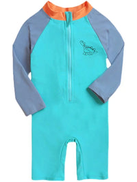Korean Kids' Long-Sleeve Sun Protection Swimsuit for Boys and Girls with Sun Hat