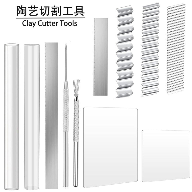 Acrylic Clay Tools Set for Polymer Clay, Modeling Clay, and DIY Craft Projects - Rolling Pin, Press Plate, and Cutting Tools