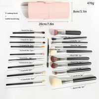 31-Piece Professional Makeup Brush Set with Pink PU Leather Bucket Bag