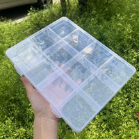 Large 12-Grid Storage Box with Card Slots for Beads & Jewelry Accessories, Clear
