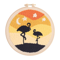 Punch Needle Embroidery Kit with Thick Yarn, DIY Craft Material Pack for Beginners, Oil Painting Style