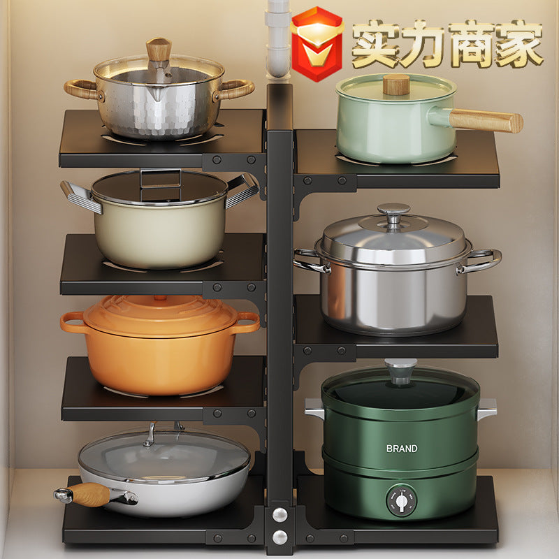 Multi-layer Pot and Pan Organizer Rack for Kitchen Cabinet and Countertop Storage