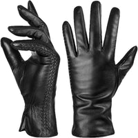 Women's Sheepskin Leather Touchscreen Gloves with Wool Lining