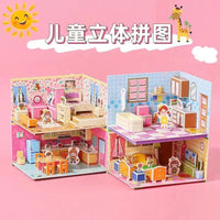 Kids' 3D Paper Puzzle House Model Building Kit Educational Toy Gift for Girls