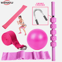 Yoga Fitness Kit with Bendable Massage Stick, Resistance Bands, and Yoga Ball