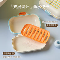 Portable Travel Soap Dish with Lid and Drain, Double-Layer Soap Box for Business Trips and Travel