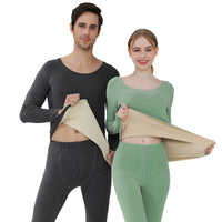 2025 New Men's and Women's Thermal Underwear Set with Brushed Lining