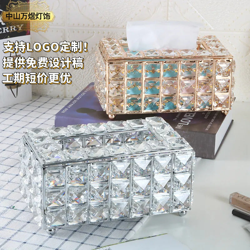 Ins Style Crystal Tissue Box Holder for Desktop Storage