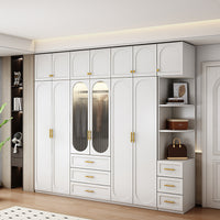 French Style Wardrobe with Dressing Table and Desk Combination, Modern Minimalist Home Bedroom Corner Closet