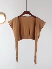 Lightweight Knit Shawl Cardigan for Women - Spring/Summer Tie-Front Cape Scarf