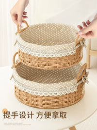 Hand-Woven Rattan Storage Basket for Keys, Remote Controls, Snacks, and Fruit