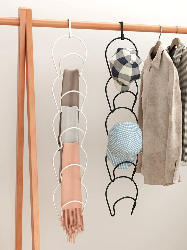 Multi-Layer Over-the-Door Hat Rack with Clips for Closet Organization