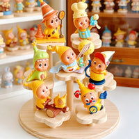 Wooden Display Case with Clear Dust Cover for Blind Box Figures and Collectibles, Multi-layer Staircase Design