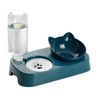 Automatic Water Dispenser Pet Bowl with Elevated Stand for Cats and Small Dogs, Double Bowl Design for Food and Water