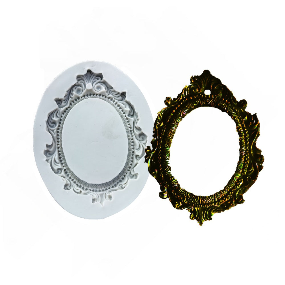 European Palace Embossed Photo Frame Silicone Mold for Fondant Cake Decorating, Aromatherapy Plaster, Resin Crafts