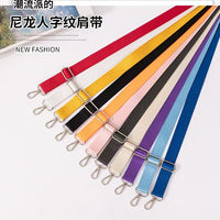 Nylon Herringbone Crossbody Bag Strap with Silver Buckle, Adjustable Replacement Shoulder Strap