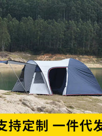 Outdoor Double-Layer UV Protection Camping Tent for 3-4 People, Sunshade Rainproof RV Awning for Family BBQ & Travel
