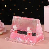 Creative Quicksand Liquid Flowing Phone Stand with Cartoon Figurine Ornament