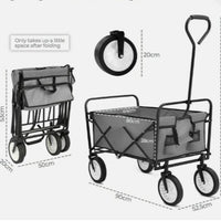Foldable Outdoor Utility Wagon with Telescopic Handle for Camping, Gardening, Fishing, and Beach