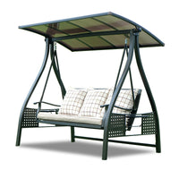 Outdoor Patio Garden Swing Chair with Sunshade Canopy, Weather-Resistant Double/Triple Seater Rocking Bench for Balcony Villa