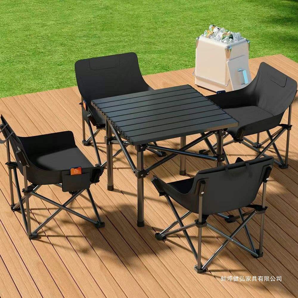 Extra Thick Outdoor Folding Table and Chair Set, Moon Chair, Camping, Beach Folding Chair, Egg Roll Folding Table
