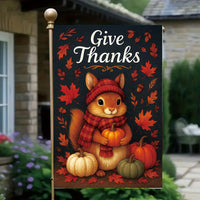 2025 New Thanksgiving Garden Flag Squirrel Pumpkin Autumn Print Outdoor Yard Decorative Creative Flag Cloth