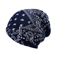 Unisex Paisley Beanie Neck Warmer Scarf - Versatile Double-Layer Headwear for All Seasons