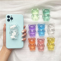 Korean Ins Style Transparent Bear Airbag Phone Stand with Cloud Design, Expandable Grip for Portable Viewing