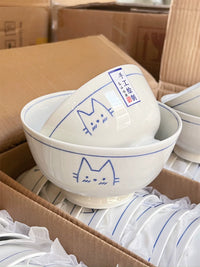 Japanese Style Hand-Painted Cat Ceramic Dinnerware Set - Bowls and Plates