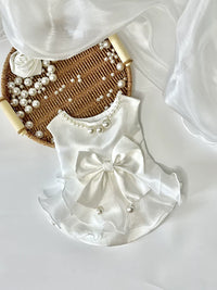 Pet Matte Satin Pearl Wedding Dress for Cats & Small Dogs