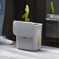 Wall-Mounted Kitchen Trash Can with Lid, 9L Under-Sink Cabinet Waste Bin for Dry/Wet Separation