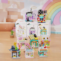 Mini Street View Building Blocks Cafe Flower Ice Cream Shop Model Educational Toy
