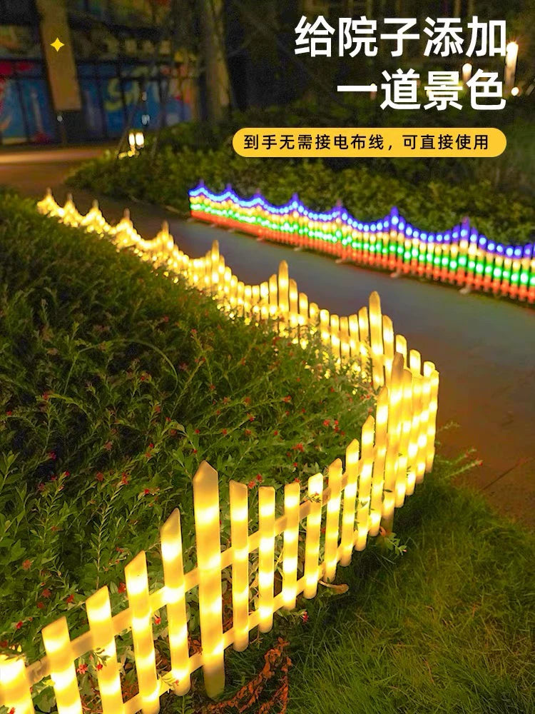 Solar/Plug-in Fence Lights Outdoor Decorative LED Strip for Garden Patio Christmas Ambiance