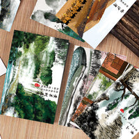 Paper Fan Boxed Postcards - City Memory & Scenery Collection, 30-Pack Art Souvenir Message Cards for Students