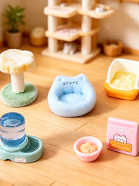 Miniature Cat House & Furniture Set for Dollhouse DIY