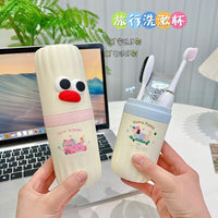 Portable Travel Toothbrush Holder and Mouthwash Cup Set for Students and Home Use