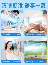 Portable Misting Fan, Handheld USB Rechargeable Mini Quiet Personal Cooling Fan with 5 Speeds for Desk, Office, and Travel